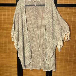 Free People Cream and Gray Kimono